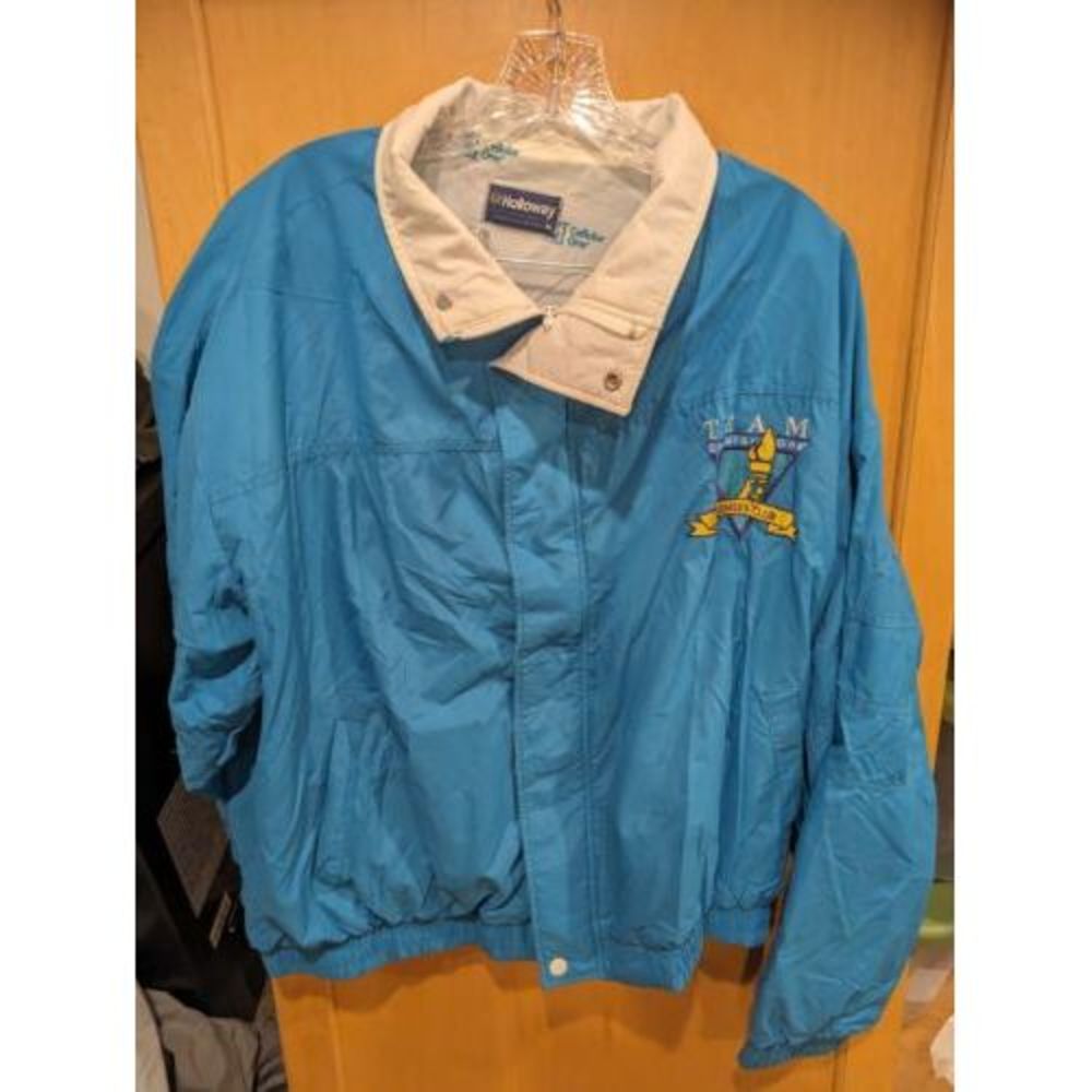 Vintage 1990's Teal Zip Up Windbreaker Jacket Made in USA Size: XL Cellular One